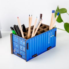 Werkhaus集装箱创意手工DIY木质笔筒收纳盒整理盒 蓝色
